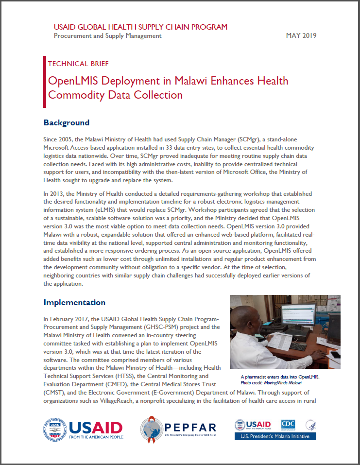 cover page of 2019 technical brief from Malawi