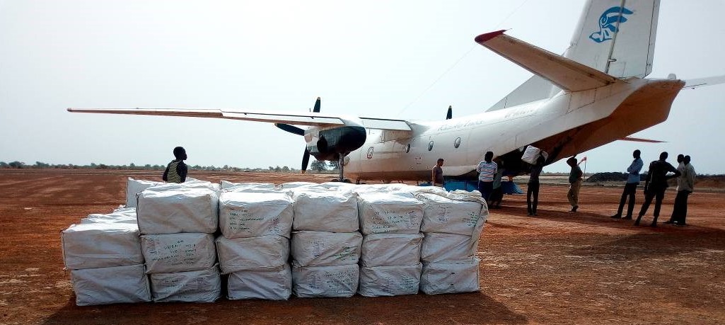 Image of plane delivering LLINs in South Sudan