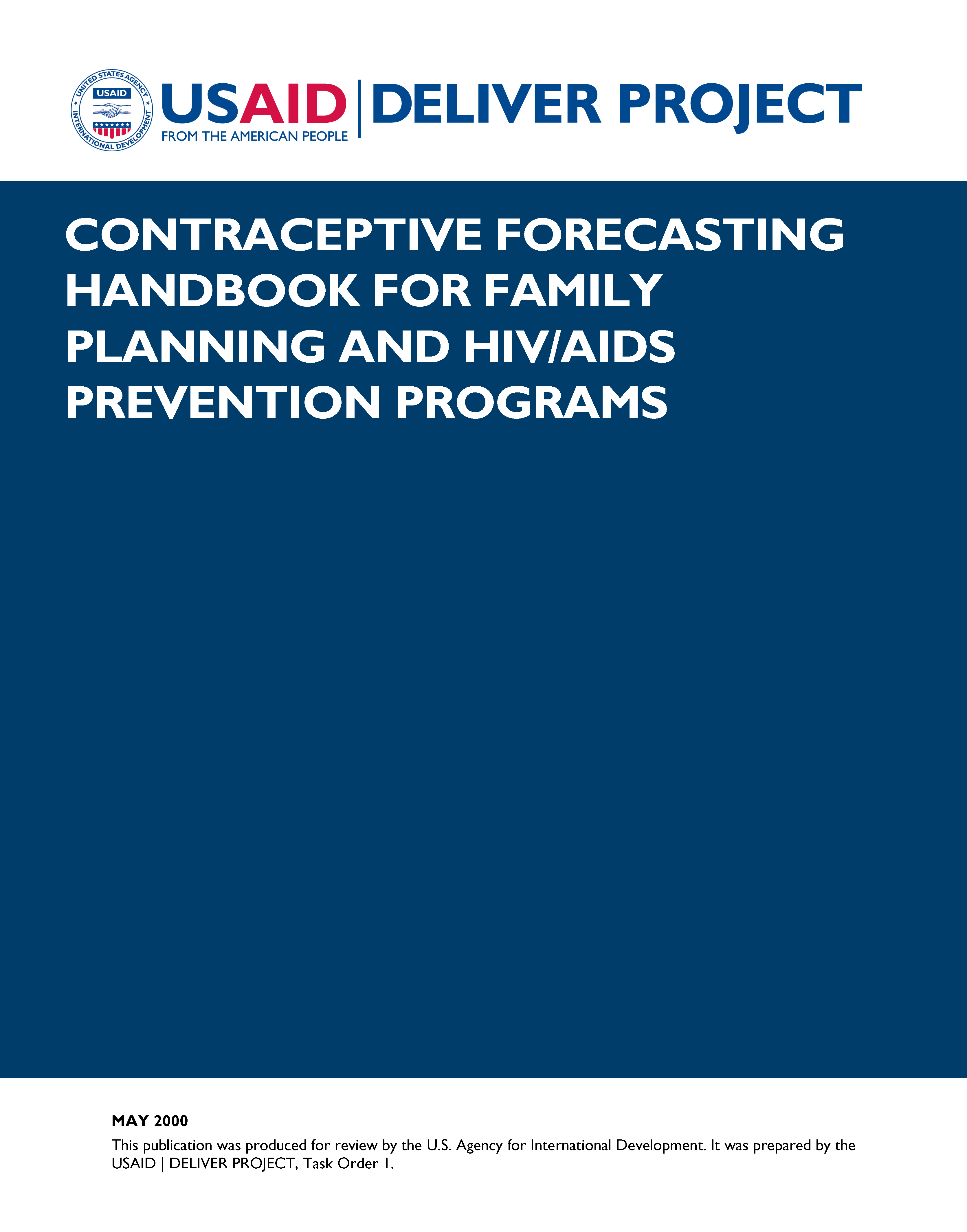 Cover for Contraceptive Forecasting Handbook for Family Planning and HIV/AIDS Prevention Programs