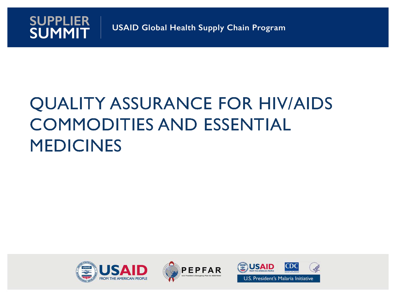 Cover Quality Assurance for HIV/AIDS Commodities