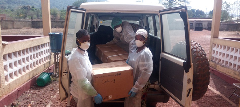 Waste is collected by staff of the Medico-Community Center of Timbo, Guinea.