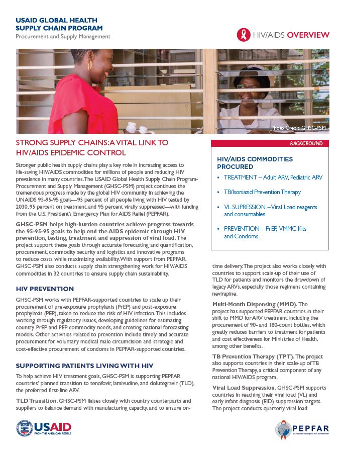 HIV/AIDS Overview | USAID Global Health Supply Chain Program