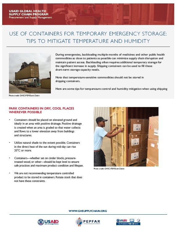 Cover image for Use of Containers for Temperature Storage