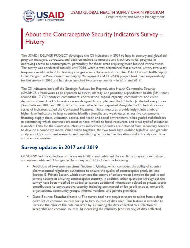 CSI Survey History Cover Image