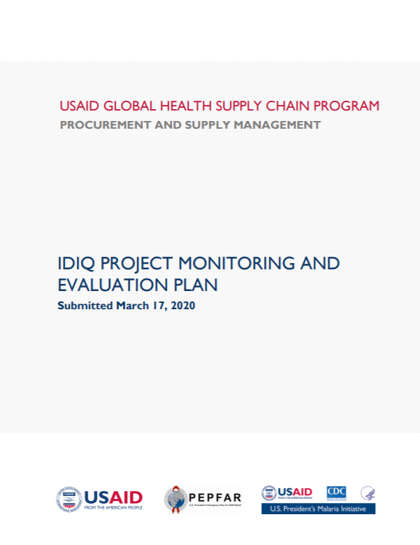 IDIQ Project Monitoring and Evaluation Plan Cover Image