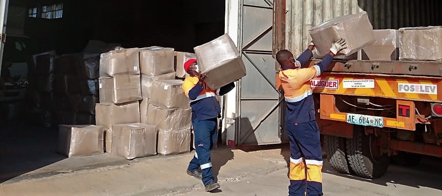 PPE unloading in Mozambique