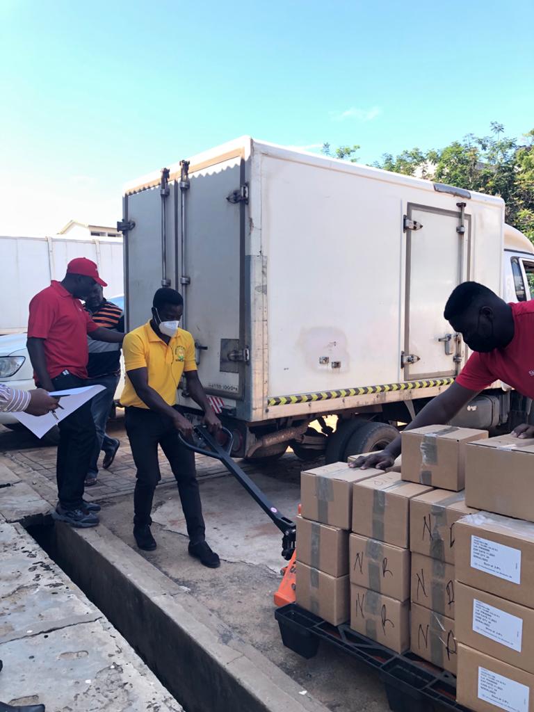 Cold van loading COVID-19 vaccines from the national cold room to be delivered to the Northern region cold room. Photo credit: Mary Ekeh GHSC-PSM