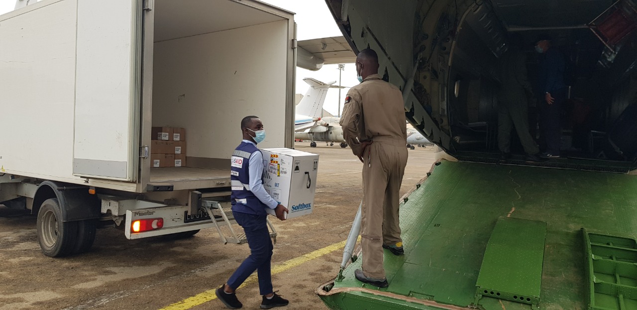 A shipment of COVID-19 vaccines being moved through Angola